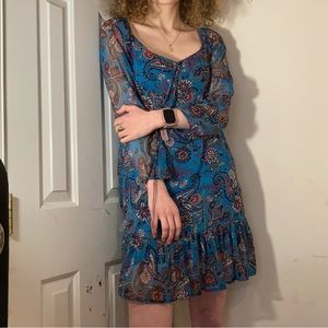 Baby doll empire waist retro paisley dress (size medium)